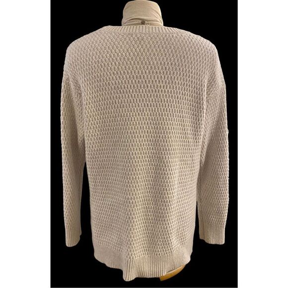 Gap Boyfriend Cable Knit Swtr Cream XL Ctn/Poly/Wool Blend Fisherman Weekend - Picture 4 of 12
